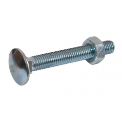 M8 x 120 Mild Steel Carriage / Coach / Cup Square Bolts, c/w Hexagon Nut Zinc Plated, DIN 603/934